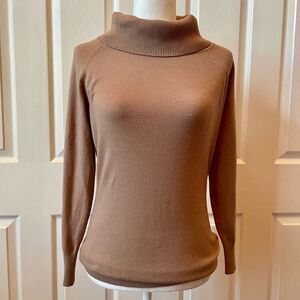 Milano Women's Cowl Neck Sweater in Tan Size Small